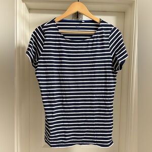 Boden Short Sleeve Striped Breton Tee | 12 | Navy & White